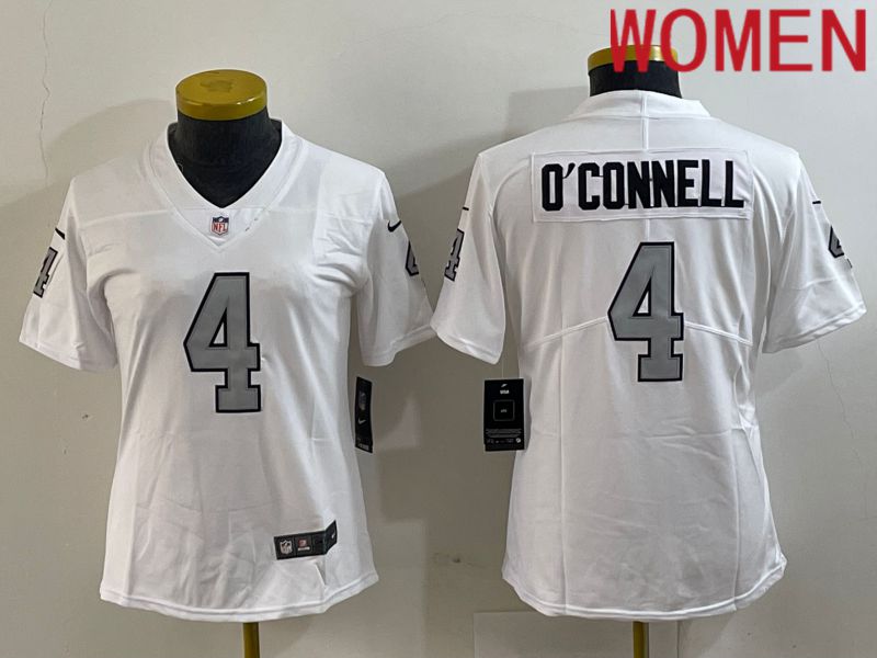 Women Oakland Raiders 4 OConnell White 2024 Nike Vapor Limited NFL Jersey
